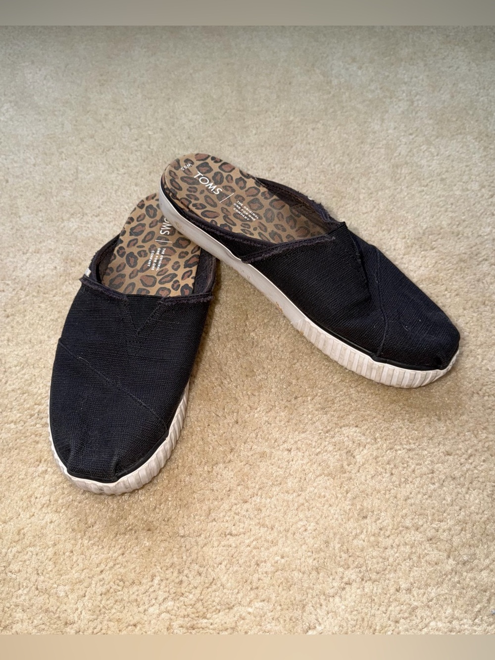 Toms Alpargata Women’s Black Canvas Slip-On Mules Shoes - Size 9.5 - VGUC